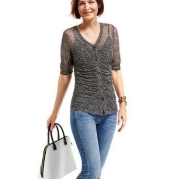 CAbi Tops - Cabi V Neck Bottom Gethered Placket Blouse